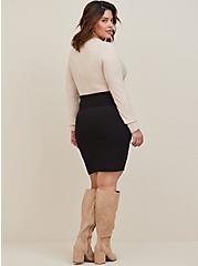 Plus Size Black Knit Foldover Pencil Skirt, DEEP BLACK, alternate