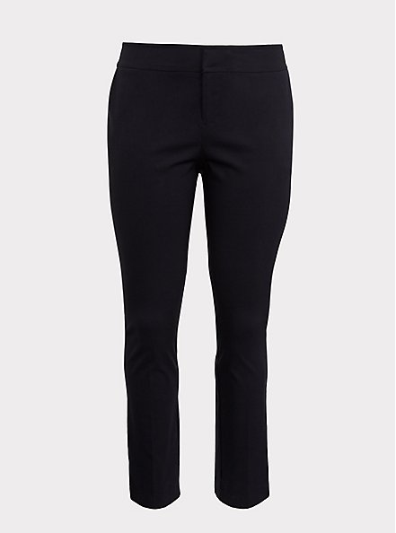 Plus Size Trouser Straight Deluxe Stretch Mid-Rise Pant, DEEP BLACK, hi-res