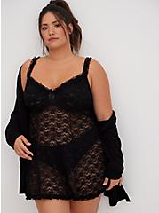 Simply Lace Babydoll With Ruffle Trim, RICH BLACK, alternate