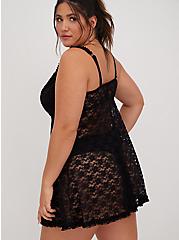 Simply Lace Babydoll With Ruffle Trim, RICH BLACK, alternate