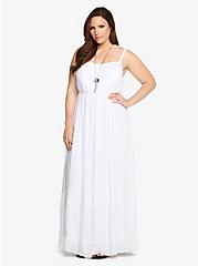 Plus Size Gauze Lace Inset Tank Maxi Dress, BRIGHT WHITE, alternate