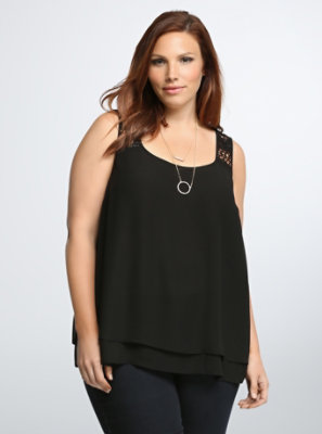 Plus Size - Layered Lace Inset Tank Top - Torrid