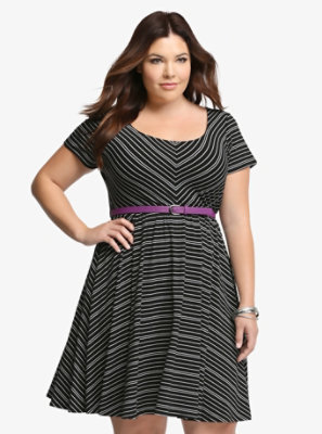 Plus Size - Striped Knit Skater Dress - Torrid