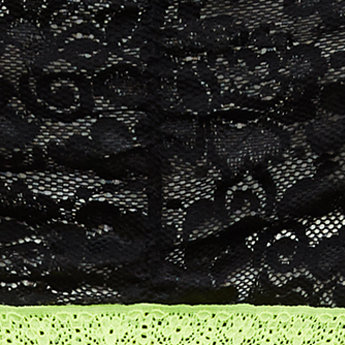 Unlined Lace Bandeau, BLACK NEON YELLOW, swatch