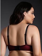 Plunge Push-Up Micro And Fishnet Straight Back Bra, JESTER RED, alternate