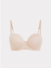 Strapless Push-Up Lace Sling Straight Back Bra, ROSE DUST, hi-res