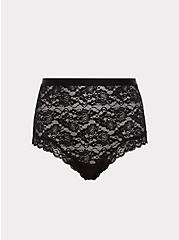 Plus Size Black Lace High Waist Cheeky Panty, RICH BLACK, hi-res