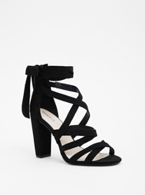 Black Strappy Lace-Up Heel Sandal (WW 