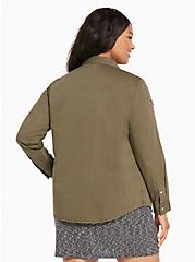 Plus Size Army Style Patch Camp Shirt, WILD MOSS, alternate