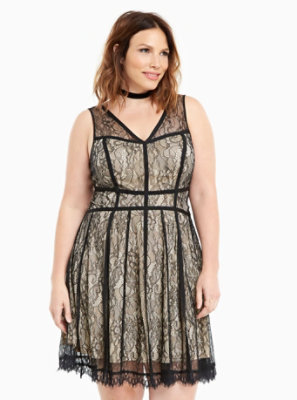 Plus Size - Lace Strappy Skater Dress - Torrid