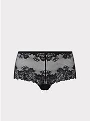 Lace Mid-Rise Cheeky Panty With T Back, RICH BLACK, hi-res