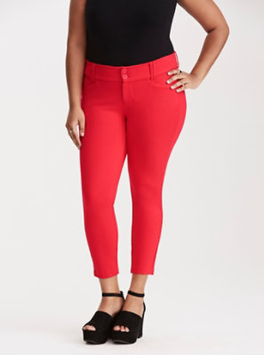 Plus Size - Cropped Trouser Pant - Red All-Nighter Ponte - Torrid