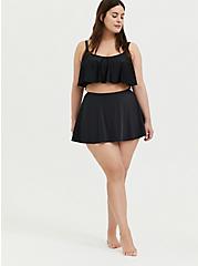 Plus Size High Waist Skater Swim Skirt - Black, DEEP BLACK, alternate