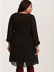 Mini Chiffon Shirt Dress, DEEP BLACK, alternate