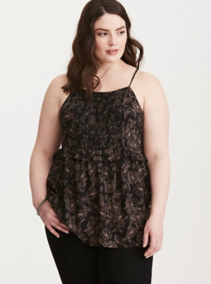 Plus Size - Floral Print Smocked High Neck Cami - Torrid