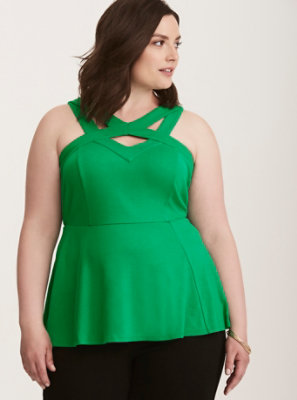 Plus Size - Strappy Peplum Halter Tank Top - Torrid