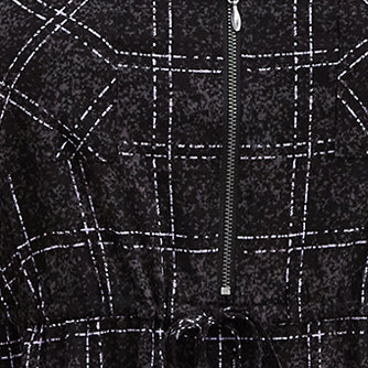 Mini Challis Zip-Front Shirt Dress, PLAID BLACK, swatch