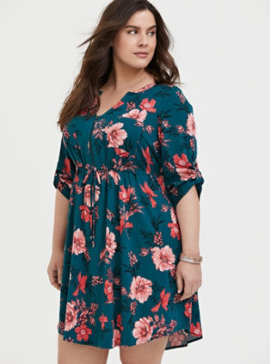 Plus Size - Mini Challis Zip-Front Shirt Dress - Torrid