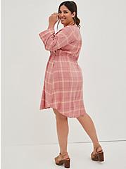 Mini Challis Zip-Front Shirt Dress, ROSE PLAID, alternate