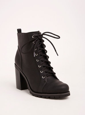 Plus Size - Lace Up Heel Combat Boots (Wide Width) - Torrid