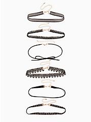 Lace & Ribbon Choker Necklace Set - Set of 6, , hi-res