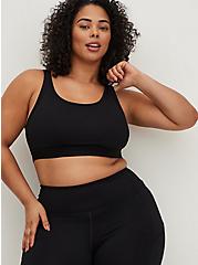 Plus Size Active Wicking Sports Bra - Performance Core Black with Mesh Back, BLACK, alternate