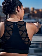 Plus Size Active Wicking Sports Bra - Performance Core Black with Mesh Back, BLACK, hi-res