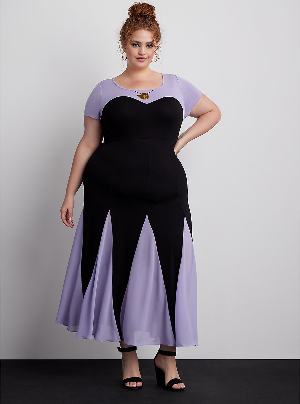 Plus Size Disney The Little Mermaid Ursula Purple Maxi Dress, DEEP BLACK, hi-res