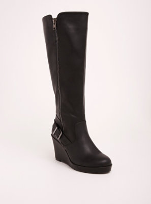 Plus Size - Buckled Knee-High Wedge Boots (Wide Width & Wide Calf) - Torrid