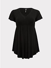 Black Lace Trim Sleep Dress, DEEP BLACK, hi-res