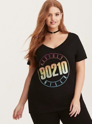 Plus Size Beverly Hills Black V Neck Tee Torrid