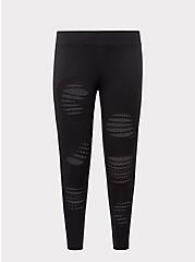 Premium Legging - Slashed Fishnet Underlay Black, BLACK, hi-res