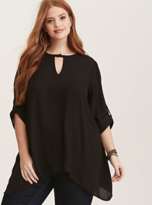 Plus Size - Georgette Keyhole Sharkbite Top - Torrid