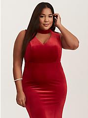 Plus Size Special Occasion Red Velvet Cutout Gown (Short Inseam Now Available), JESTER RED, hi-res