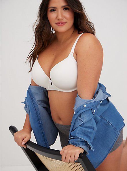 Plus Size Lightly Lined T-Shirt Bra - Microfiber White with 360° Back Smoothing™ , BRIGHT WHITE, alternate