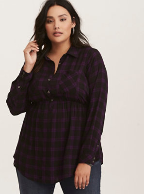 Plus Size - Emma - Plaid Challis Babydoll Tunic - Torrid