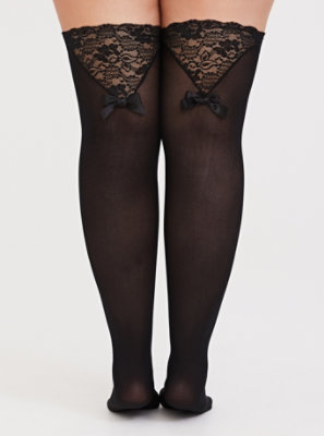 Plus Size Black Lace Thigh High Tights Torrid, 60% OFF
