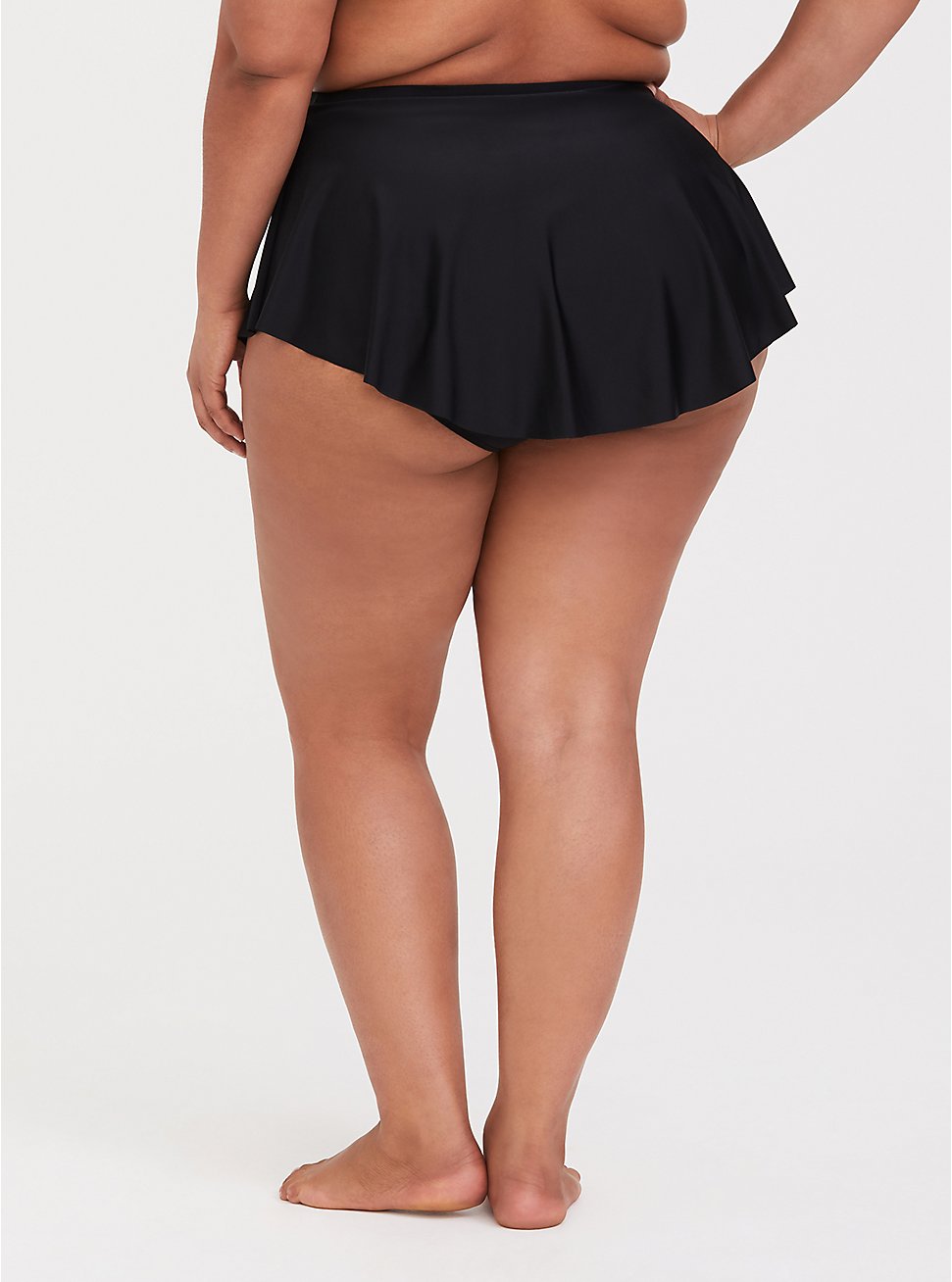 High-Rise High-Low Swim Skirt With Brief, DEEP BLACK, hi-res