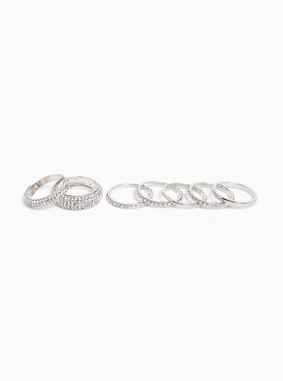 Plus Size Stackable Silver Pavé Rings Set of 7 Torrid
