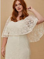 Plus Size Ivory Lace Capelet Wedding Dress, CLOUD DANCER, alternate
