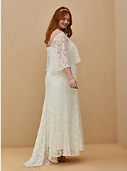 Ivory Lace Capelet Wedding Dress, CLOUD DANCER, hi-res