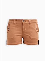 3.5 Inch Military Stretch Twill Mid-Rise Short, BROWN, hi-res