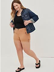 3.5 Inch Military Stretch Twill Mid-Rise Short, BROWN, hi-res