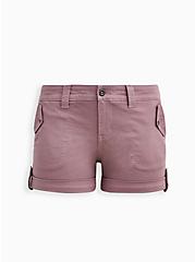 Plus Size 3.5 Inch Military Stretch Twill Mid-Rise Short, ELDERBERRY, hi-res
