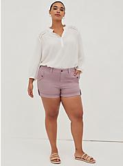 Plus Size 3.5 Inch Military Stretch Twill Mid-Rise Short, ELDERBERRY, hi-res