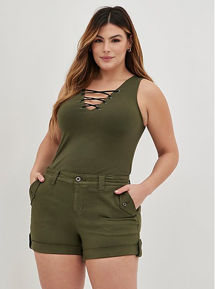 Plus Size 3.5 Inch Military Stretch Twill Mid-Rise Short, DEEP DEPTHS, alternate
