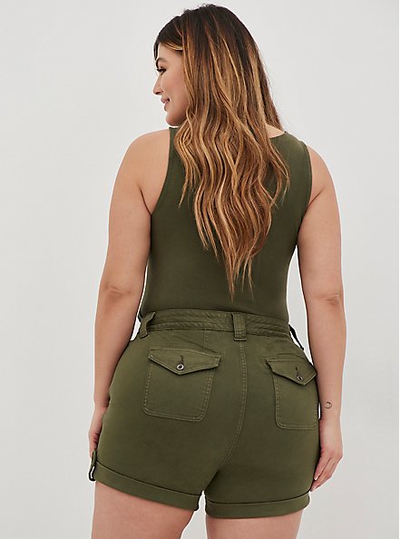 Plus Size 3.5 Inch Military Stretch Twill Mid-Rise Short, DEEP DEPTHS, alternate