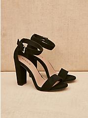 Plus Size Staci - Black Faux Suede Ankle Strap Tapered Heel (WW), BLACK, hi-res