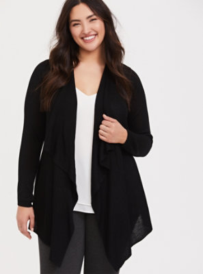 black drape front cardigan