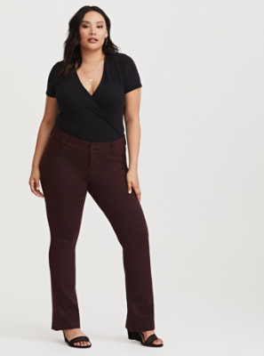 Plus Size - Burgundy Ponte Trouser Pant - Torrid